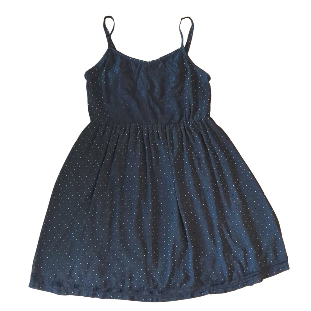 Torrid Womens Plus Size 1 1X 14 Black white polka dot babydoll empire dress